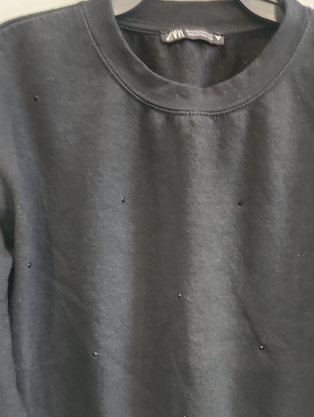 Zara Black Embellished Crewneck Sweater